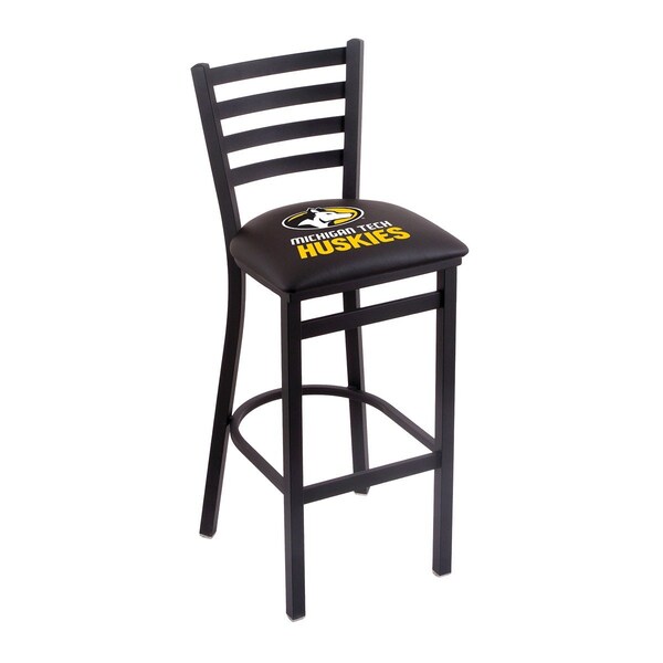 25" Blk Wrinkle Michigan Tech Stationary Counter Stool, Ladder Back