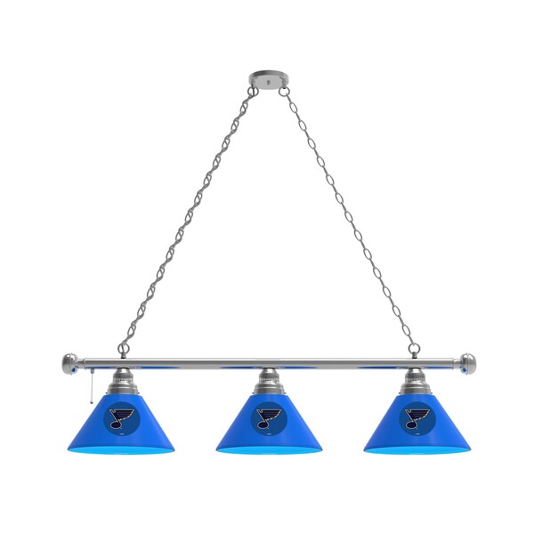 St Louis Blues 3 Shade Billiard Light, Chrome Fixture