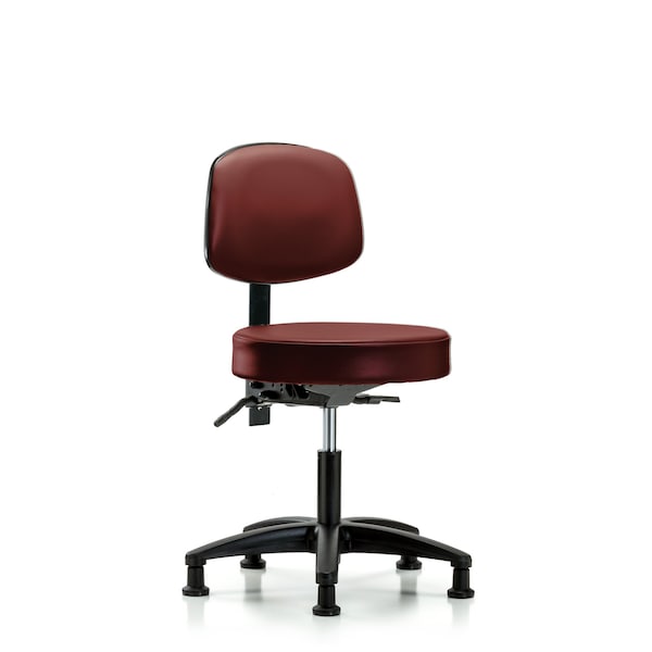 Vinyl Stool, Back, Desk, Glides, Taupe