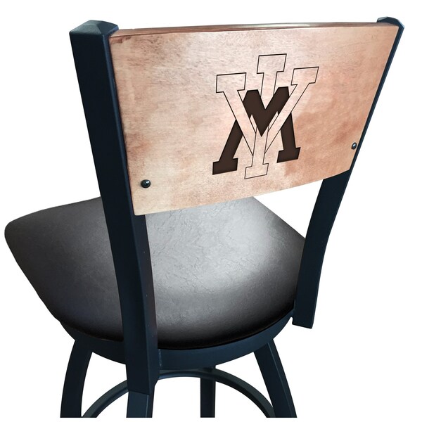 25" Blk Wrnkl Virginia Military Inst Swivel Bar Stool, Engraved Back