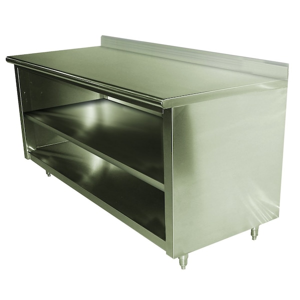 Work Table 72 in.W x 30 in.D open front cabinet base with mid-shelf