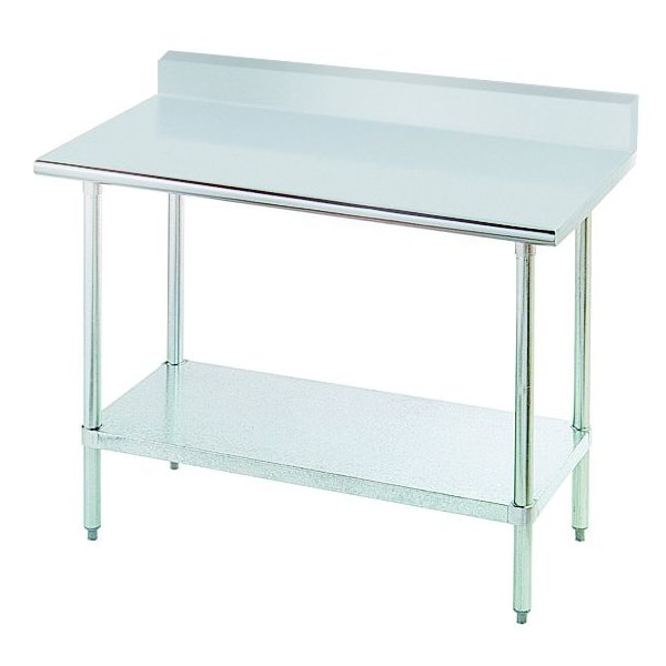 Special Value Work Table 96 in.W x 24 in.D 16 gauge 430 stainless steel top with 5 in.H backsplash