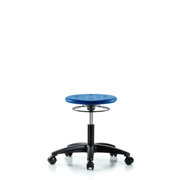 Huron Poly Stool, Desk, Casters, Blue