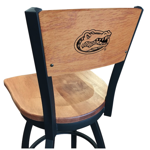 25" Blk Wrinkle Florida Swivel Bar Stool, Laser Engraved Back