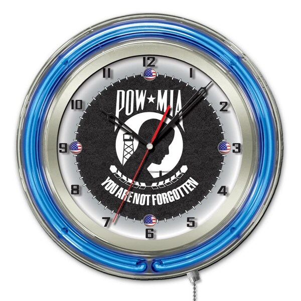 POW/MIA Double Neon Ring, 19" dia. Logo Clock