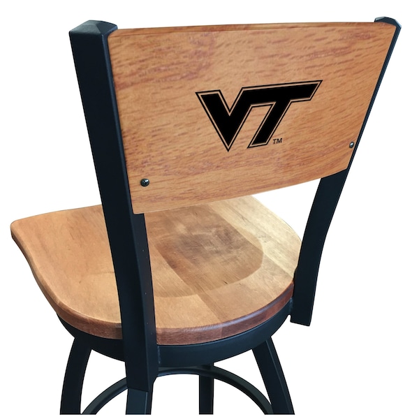 25" Blk Wrinkle Virginia Tech Swivel Bar Stool, Laser Engraved Back
