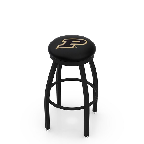 25" Blk Wrinkle Pitt Swivel Bar Stool, Accent Ring