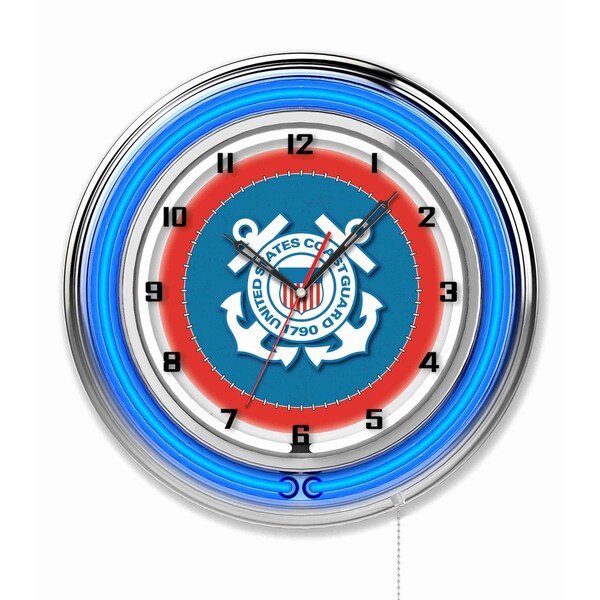 United States Coast Guard Double Neon 19" Clock