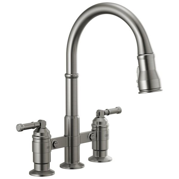 Broderick Two Handle Pull-Down Bridge Kitchen Faucet