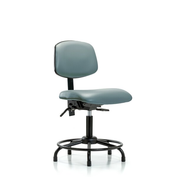 Vinyl Chair, Desk, Round Tube Base, Glides, Storm