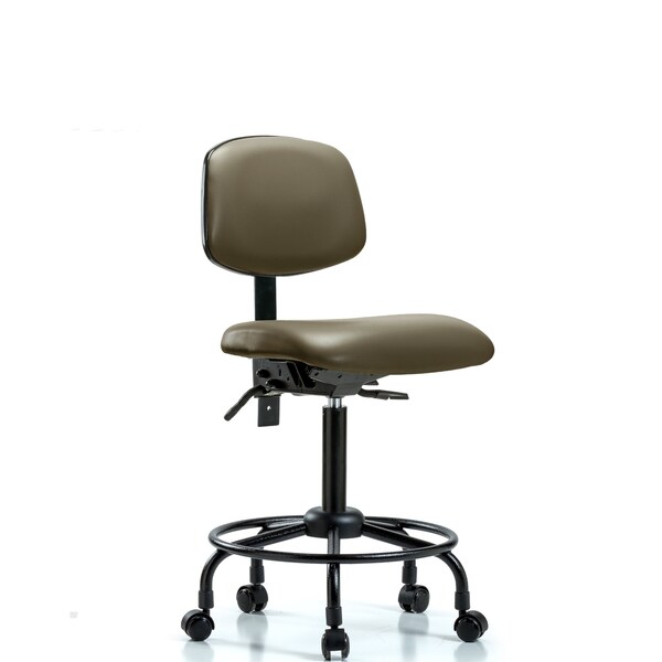 Vinyl Chair, Med Bench, Round Tube Base, Tilt, Casters, Taupe