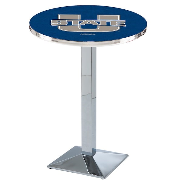 42" Chrome Utah State Pub Table, 36" dia. Top