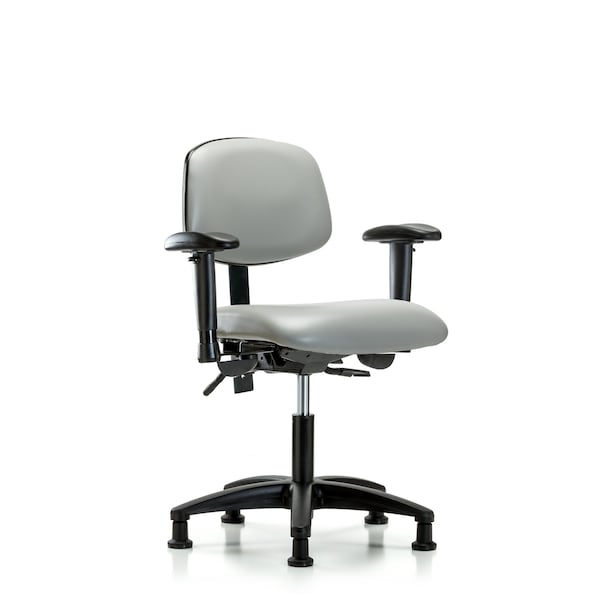 Desk Chair Desk Chair, Vinyl, Tilt AA Glides, Dov, Adjustable Arms, 18" to 23" Height, Vinyl, Dove