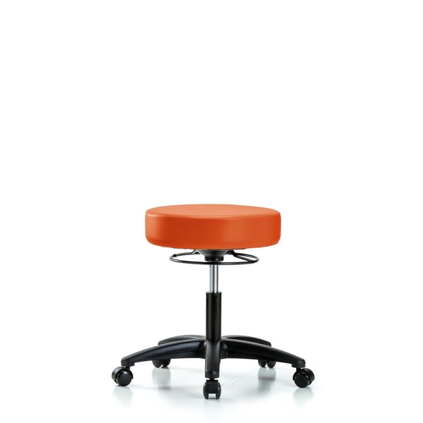 Desk Stool, Vinyl, Casters, Orange
