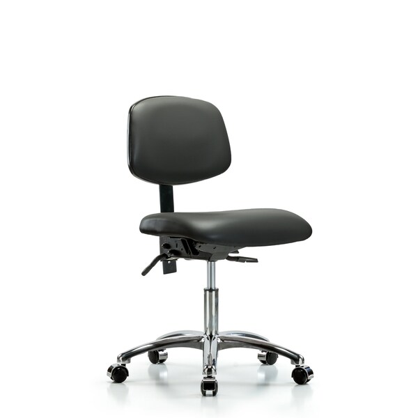 Vinyl Chair Chrome, Desk, Tilt, Casters, Carbon