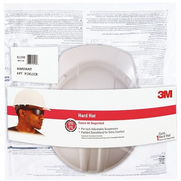 Hard Hat, 4Point Suspension, Polyethylene Shell, White, Class C, E, G