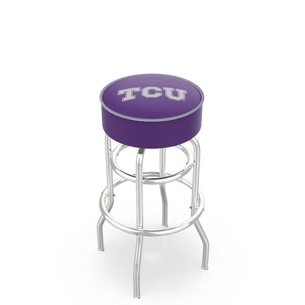 25" 4" TCU Cushion Seat, Double-Ring Chrome Swivel Bar Stool