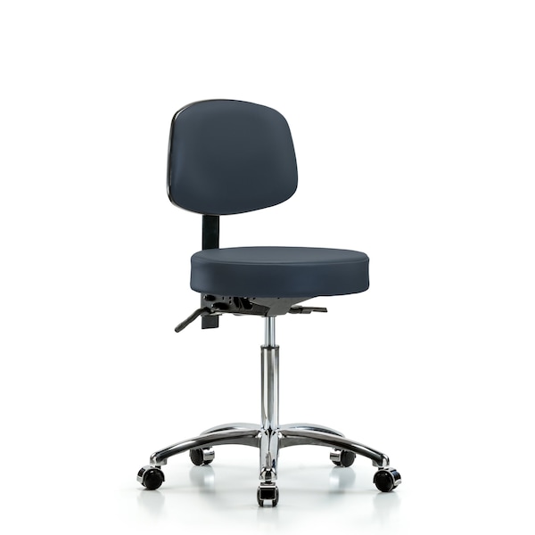 Bench Stool, Med, Vin, Bk Chrome, Cast, Nav