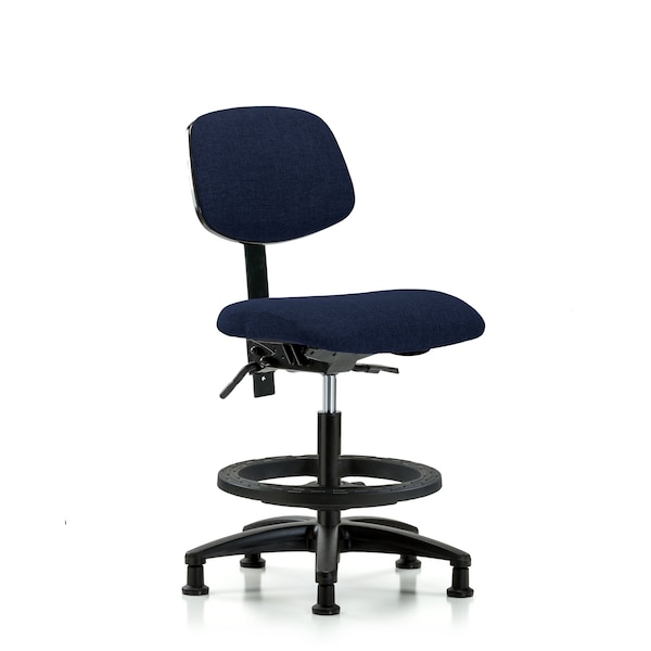 Chair, Fabric, Med Bench, BF Glides, Nav, No Arms, 22" to 29" Height, Dark Blue
