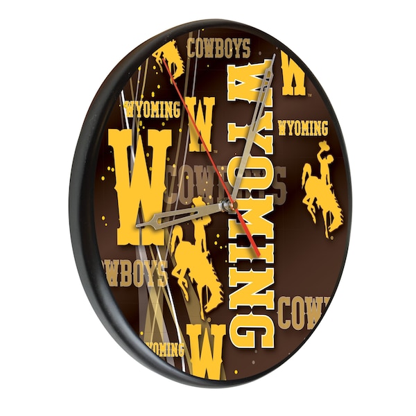University of Wyoming 13" Solid Wood Clock