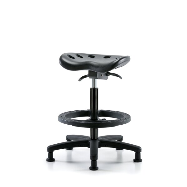 Poly Tractor Sit-Stand, Foot Ring, Black