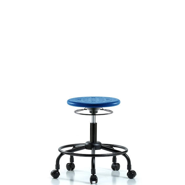 Huron Poly Stool, Round Tube Base, Desk, Casters, Blue