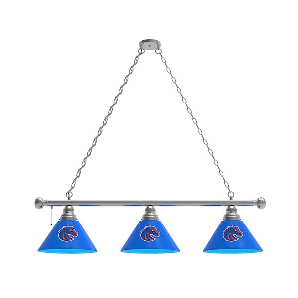 Boise State 3 Shade Billiard Light, Chrome Fixture