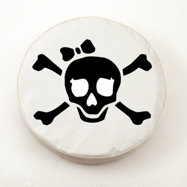 24" x 8" Pirate Girl (Black on White) Tire Cover