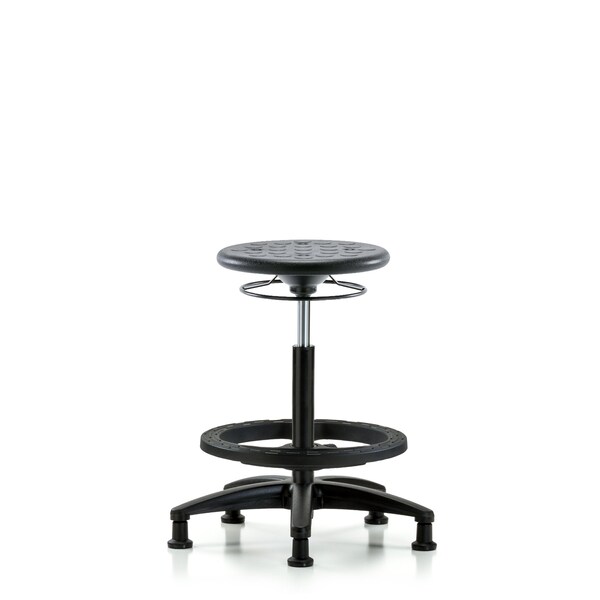 Huron Poly Stool, High Bench, Foot Ring, Glides, Black