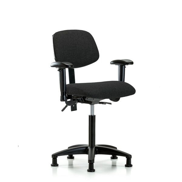 Chair, Fabric, Med Bench, AA Glides, Blk, 6-Way Adjustable, 22" to 29" Height, Black