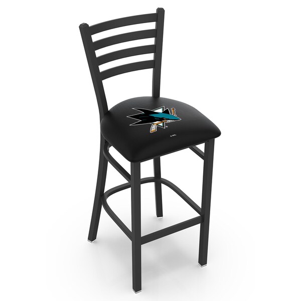 25" Blk Wrinkle San Jose Sharks Stationary Counter Stool, Ladder Back