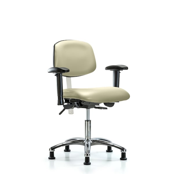 Clean Room Chair Desk Chair, Vin, Chr, Tilt, AA, Gld, Wht, CL100, Adjustable Arms, 18" to 23" Height