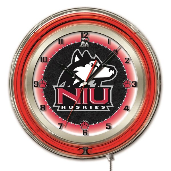 University of Northern Illinois Double Neon 19" Clock