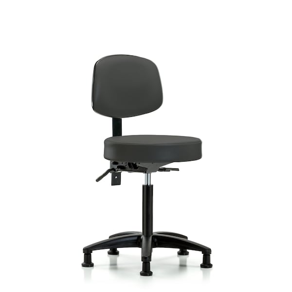 Vin Stool with Back-Medium Bench Ht with Seat TiltandStationary Glides in Charcoal Trailblazer Vin