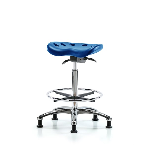 Poly Tractor Sit-Stand Chrome, Foot Ring, Blue