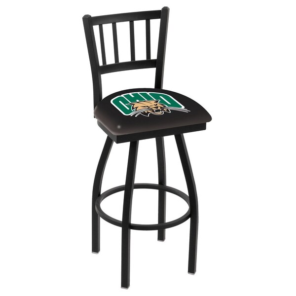 25" Blk Wrinkle Ohio University Swivel Bar Stool, Jailhouse Back