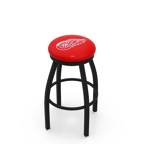 25" Blk Wrinkle Detroit Red Wings Swivel Bar Stool, Accent Ring