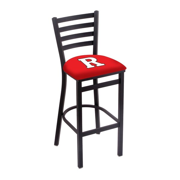 25" Blk Wrinkle Rutgers Stationary Counter Stool, Ladder Back