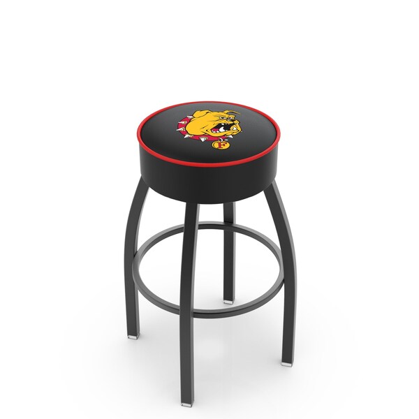 25" 4" Ferris State Cushion Seat, Blk Wrinkle Base Swivel Bar Stool