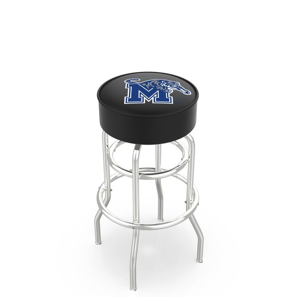 25" 4" Memphis Cushion Seat, Double-Ring Chrome Swivel Bar Stool