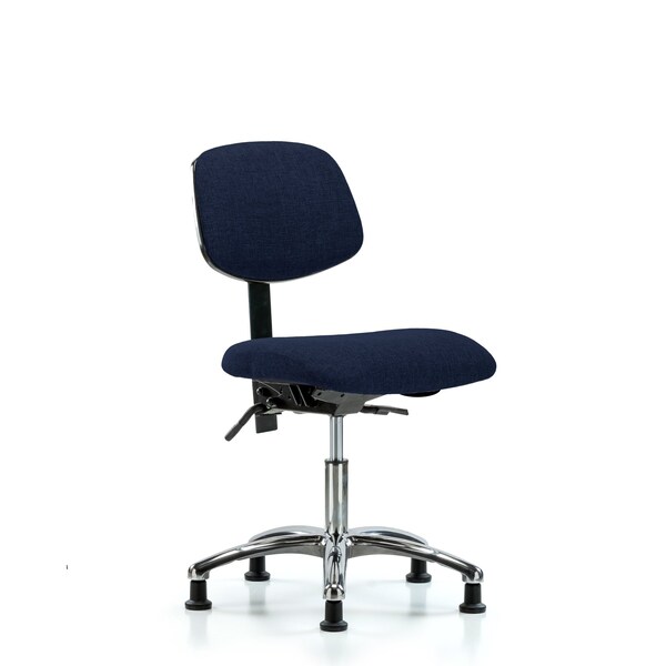 Desk Chair Desk Chair, Fabric, Chrome Glides, Nav, No Arms, 19" to 24" Height, Fabric, Dark Blue