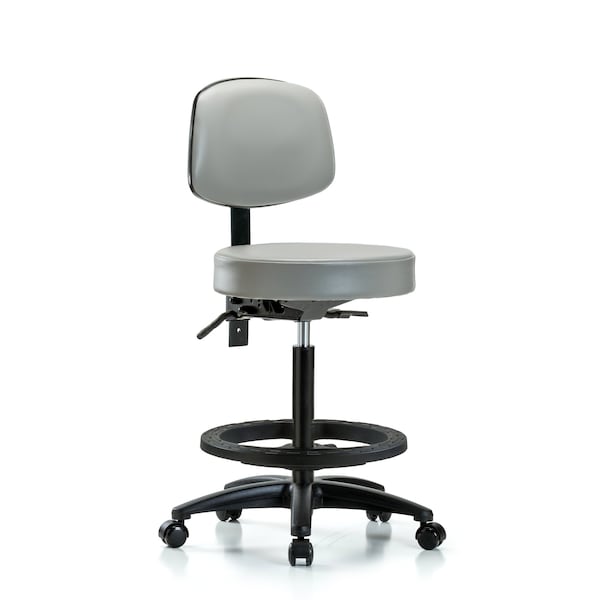 Bench Stool, Hi, Vinyl, Bk, BF, Casters, Dov