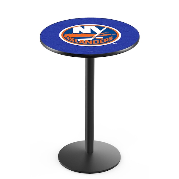 42" Blk Wrinkle New York Islanders Pub Table, 36" dia. Top