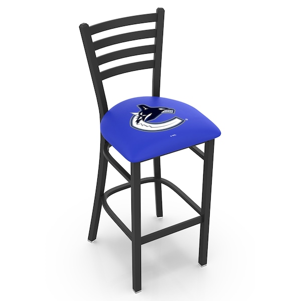 25" Blk Wrinkle Vancouver Canucks Stationary Counter Stool, Ladder Back