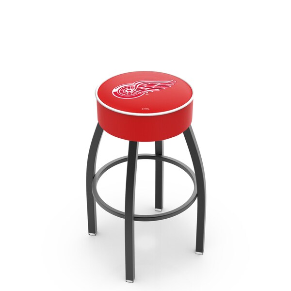 25" Detroit Red Wings Cushion Seat, Blk Wrinkle Base Swivel Bar Stool