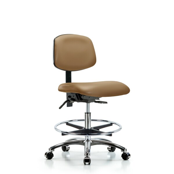Chair, Vin, Med Bench, Chr CF Casters, Taupe, No Arms, 22" to 29" Height, Taupe