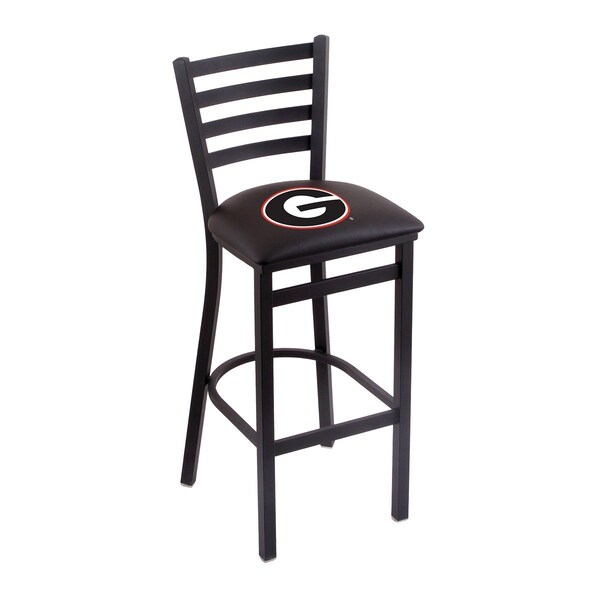 25" Blk Wrinkle Georgia "G" Stationary Counter Stool, Ladder Back
