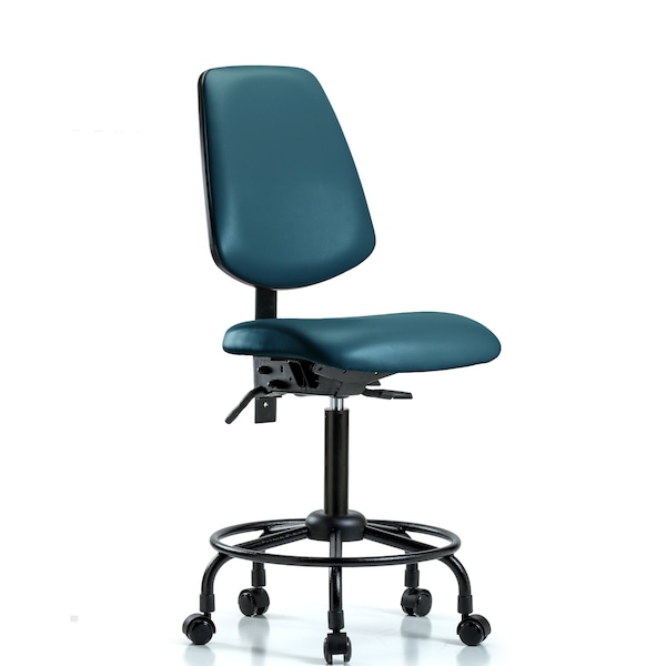 Vinyl Chair, Med Bench, Round Tube Base, Med Back, Casters, Royal
