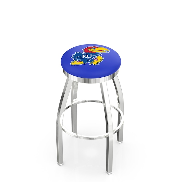 25" Chrome Kansas Swivel Bar Stool, Accent Ring