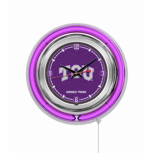 Texas Christian University Double Neon 15" Clock (TCU)